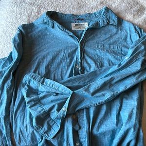 Urban pipeline blue button up